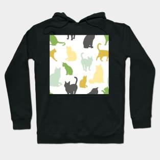 Green and Yellow Vintage Cats In Repeat Pattern Hoodie